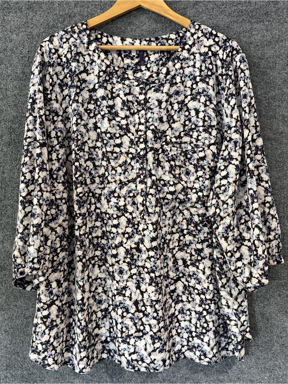 NYDJ 3/4 Sleeve Top Womens 3X Multicolor Dot Print Popover Office Career